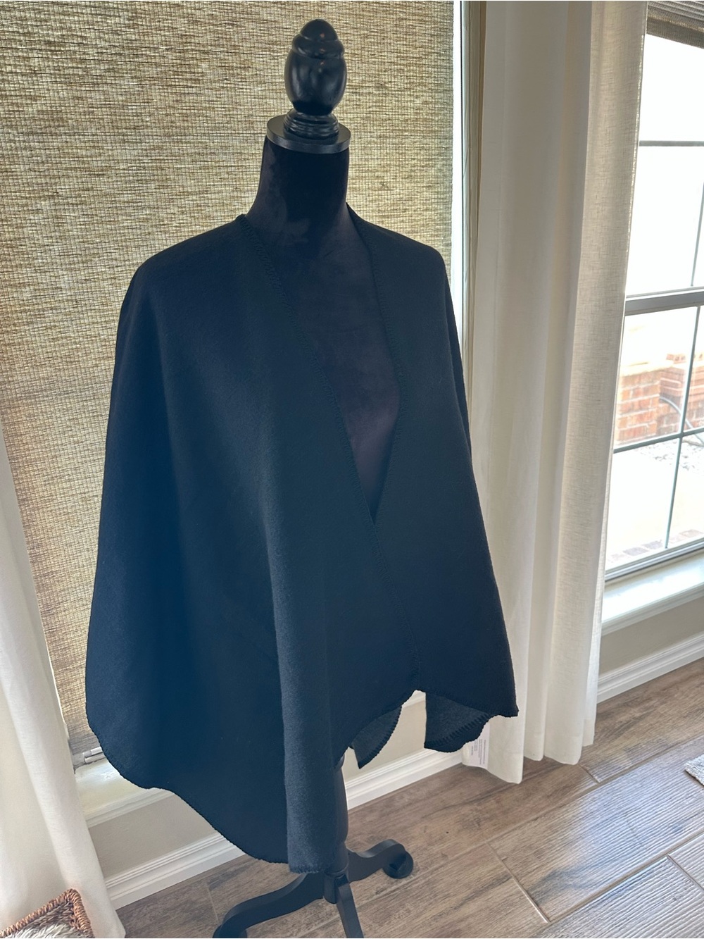 Urban CoCo Black Cape with Whip-Stitched Hem.